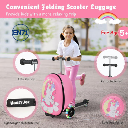Children's 2-in-1 ride-on scooter suitcase with LED wheels