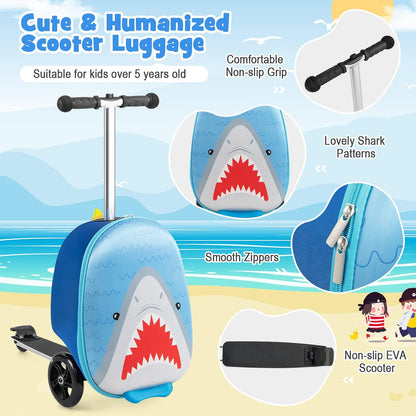 Children's 2-in-1 ride-on scooter suitcase with LED wheels