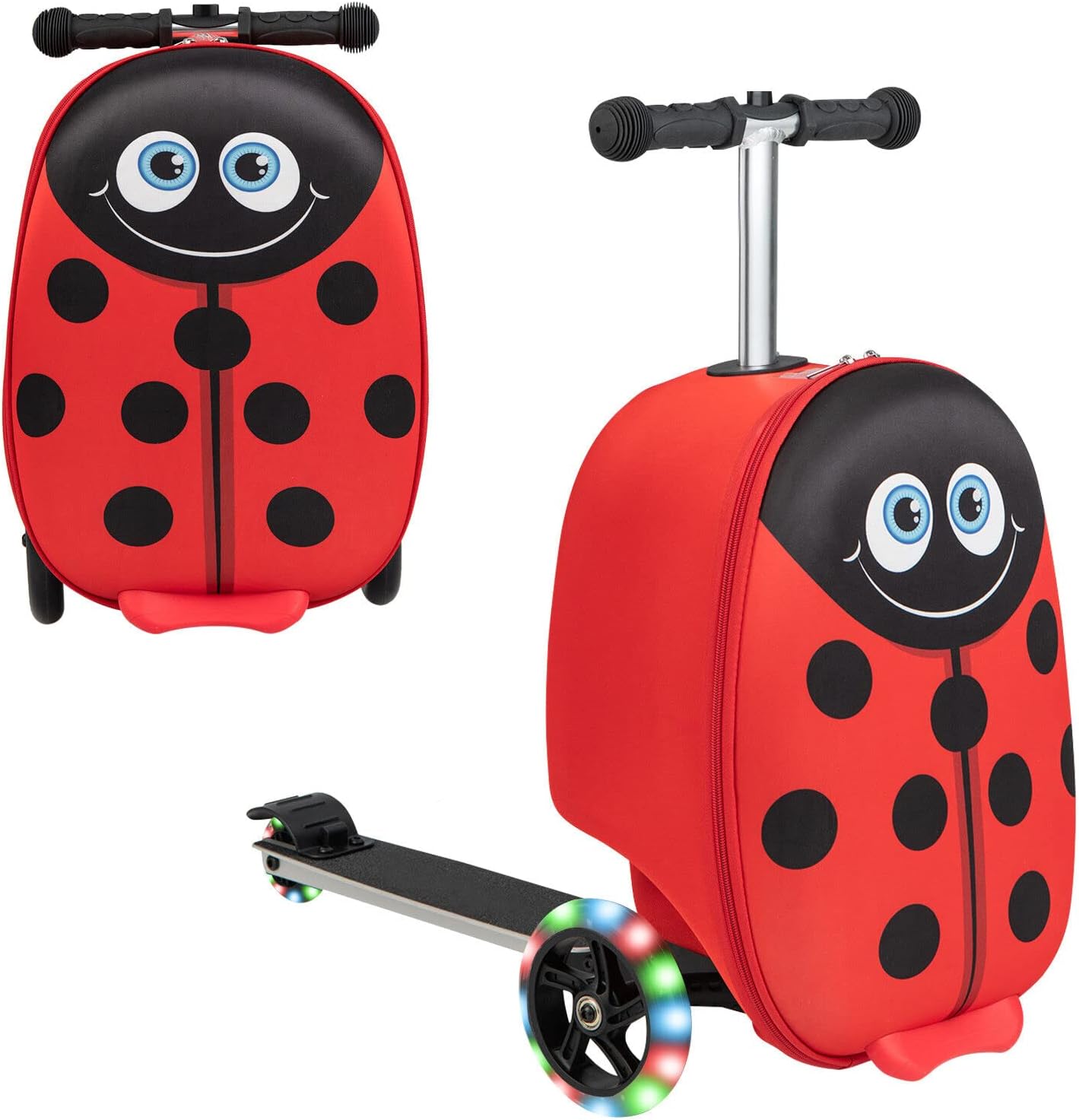 Children's 2-in-1 ride-on scooter suitcase with LED wheels