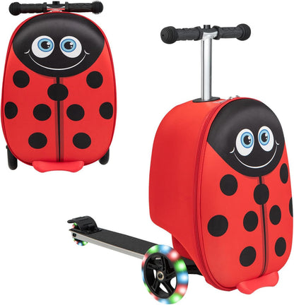 Children's 2-in-1 ride-on scooter suitcase with LED wheels