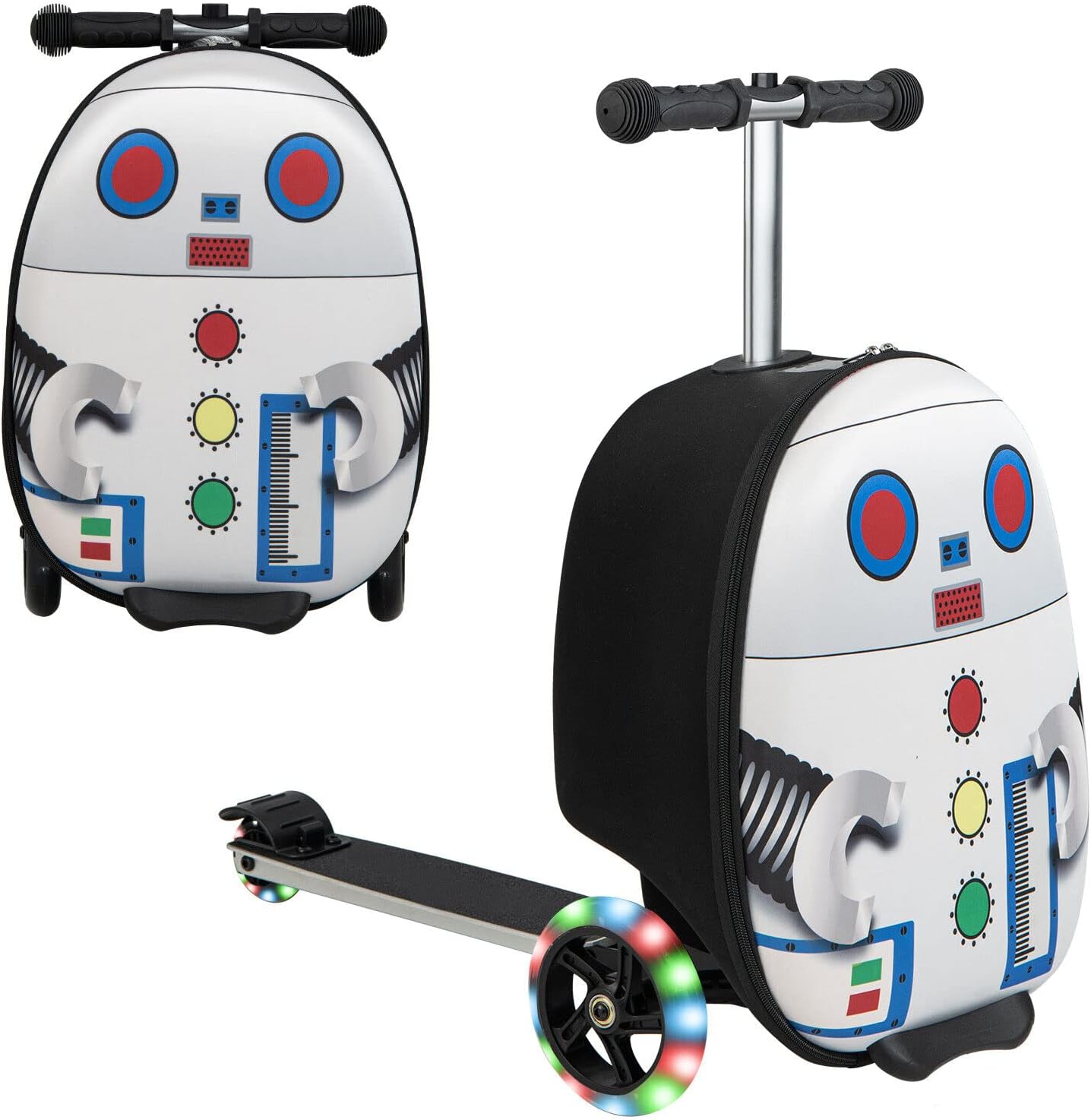 Children's 2-in-1 ride-on scooter suitcase with LED wheels