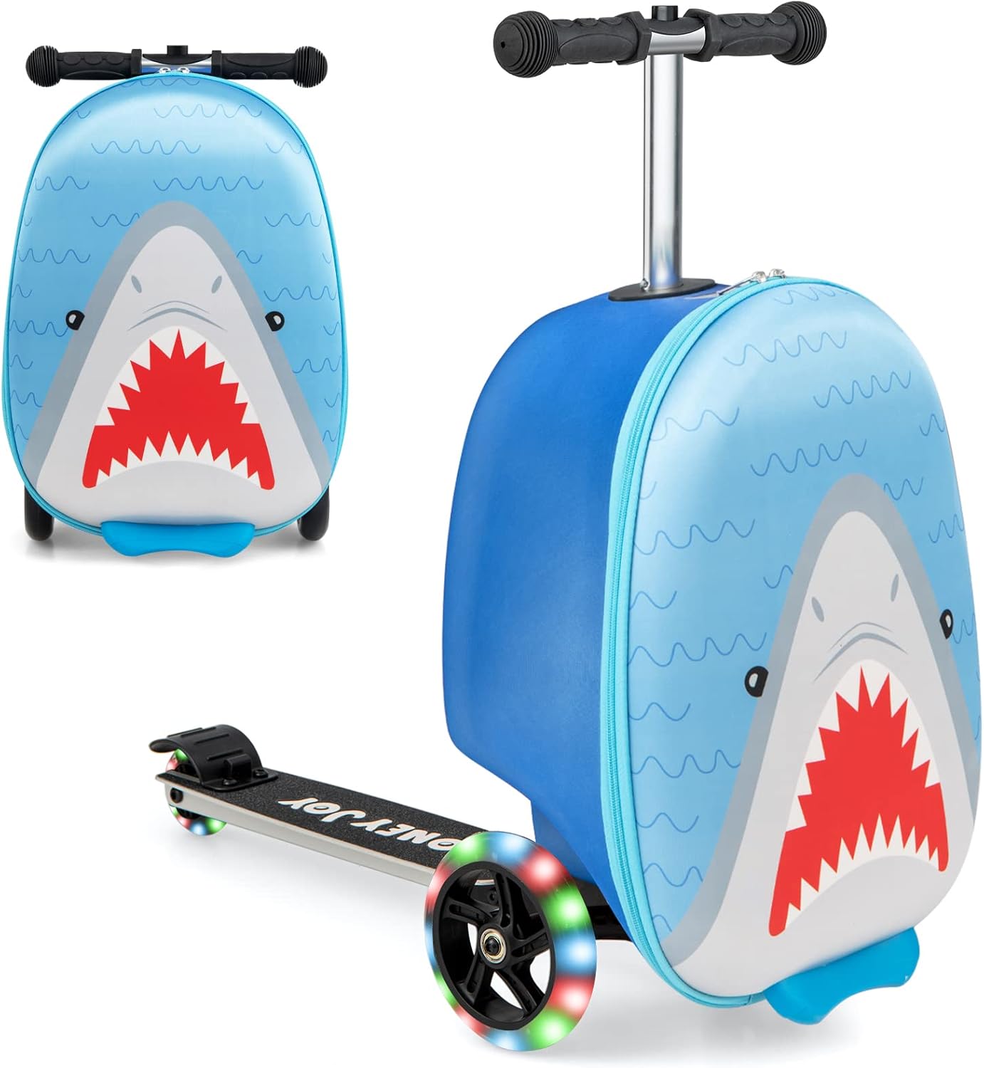 Children's 2-in-1 ride-on scooter suitcase with LED wheels