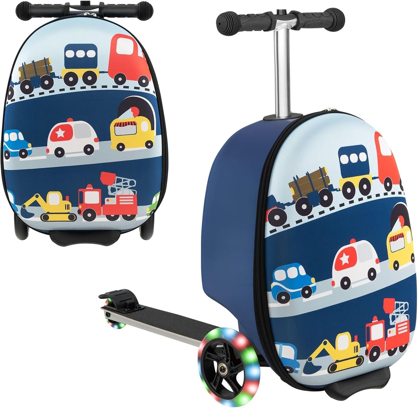Children's 2-in-1 ride-on scooter suitcase with LED wheels