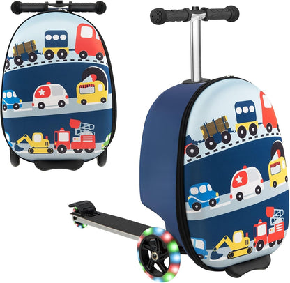 Children's 2-in-1 ride-on scooter suitcase with LED wheels