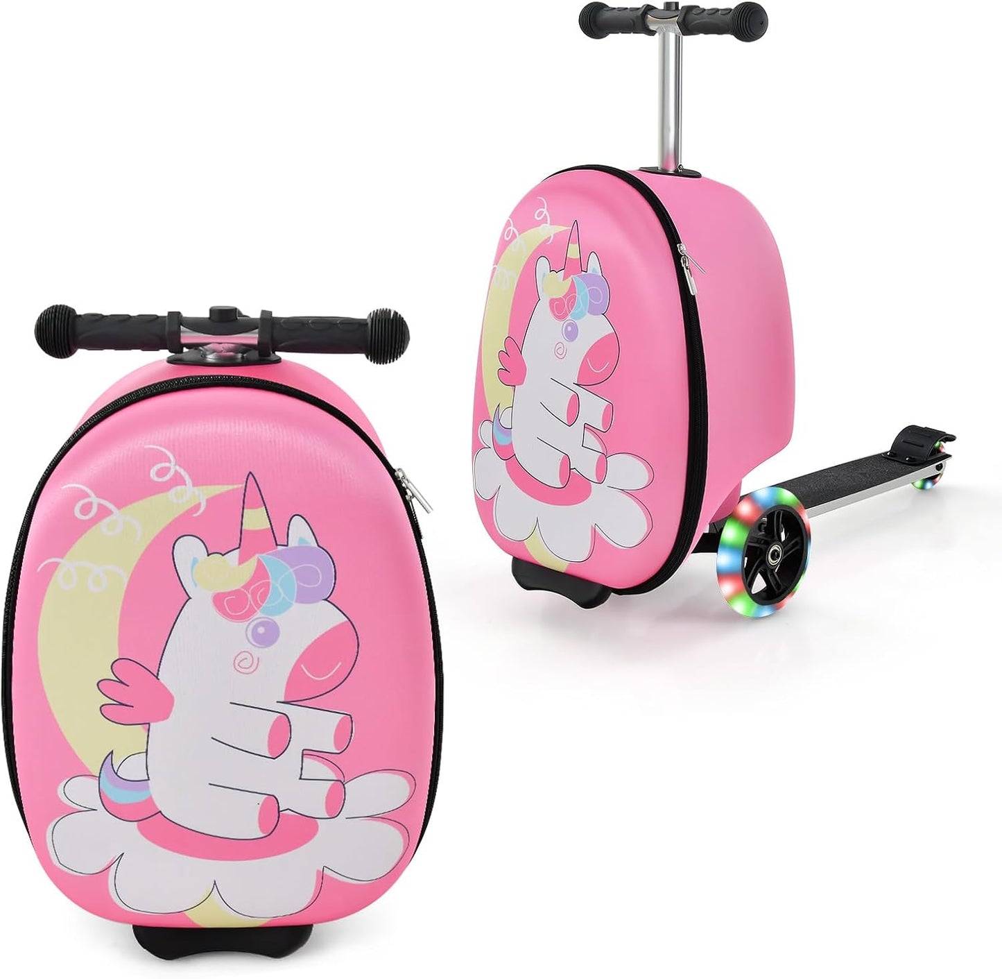 Children's 2-in-1 ride-on scooter suitcase with LED wheels