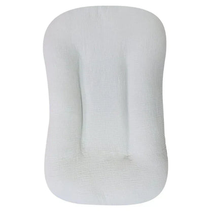 Empty light grey lounger with a raised rim and softly crinkled fabric 10
