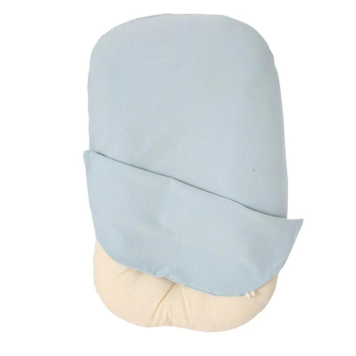 Pale blue lounger cover partly pulled over a cream inner cushion, showing the removable cover 8