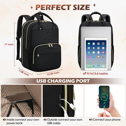 Water-resistant travel laptop backpack with organised compartments – suitable for 15.6-inch laptops