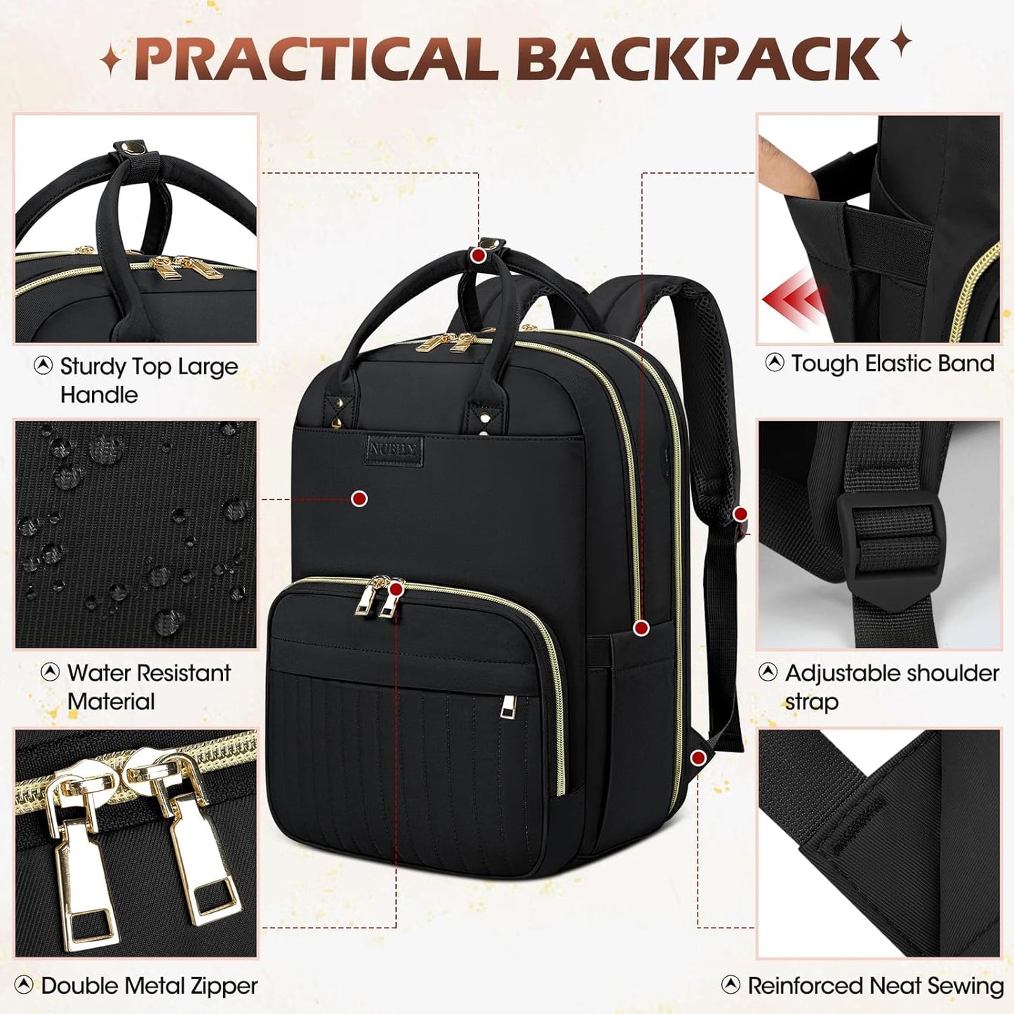 Water-resistant travel laptop backpack with organised compartments – suitable for 15.6-inch laptops