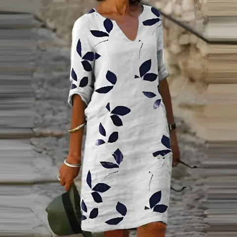 Trendy Summer Dress with Leaf Print – Liora