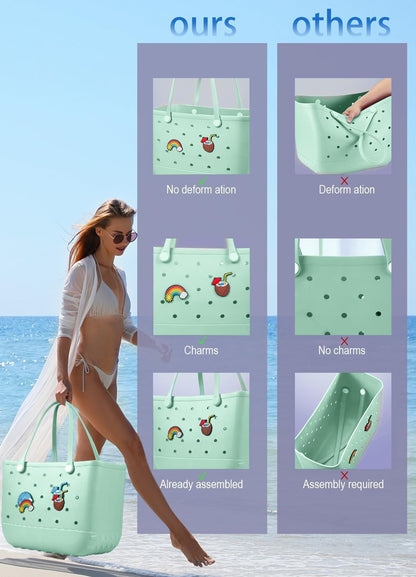 Waterproof EVA beach bag – large, washable tote for outdoor autumn walks