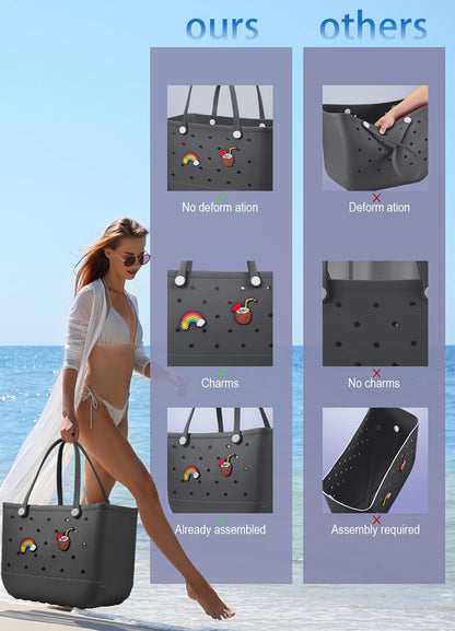 Waterproof EVA beach bag – large, washable tote for outdoor autumn walks