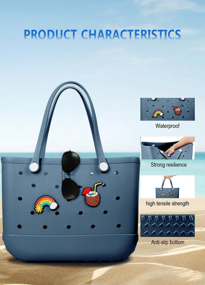 Waterproof EVA beach bag – large, washable tote for outdoor autumn walks