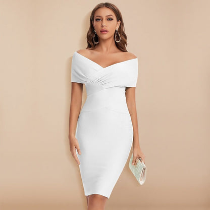 Refined Bandage Dress with Deep V-Neck - Aurora
