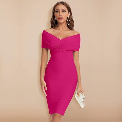 Refined Bandage Dress with Deep V-Neck - Aurora