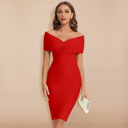 Refined Bandage Dress with Deep V-Neck - Aurora