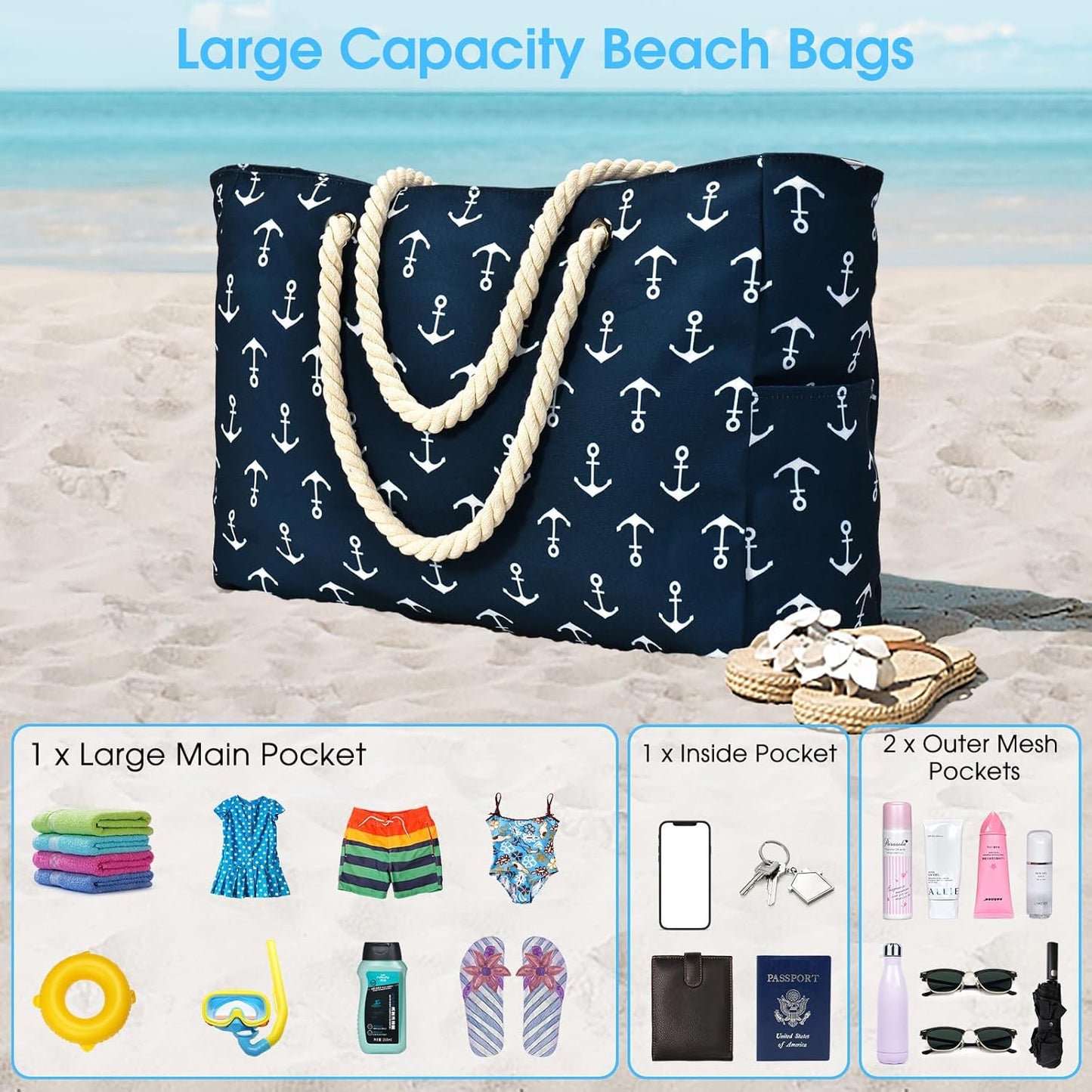 Large waterproof zipped bag for work and leisure