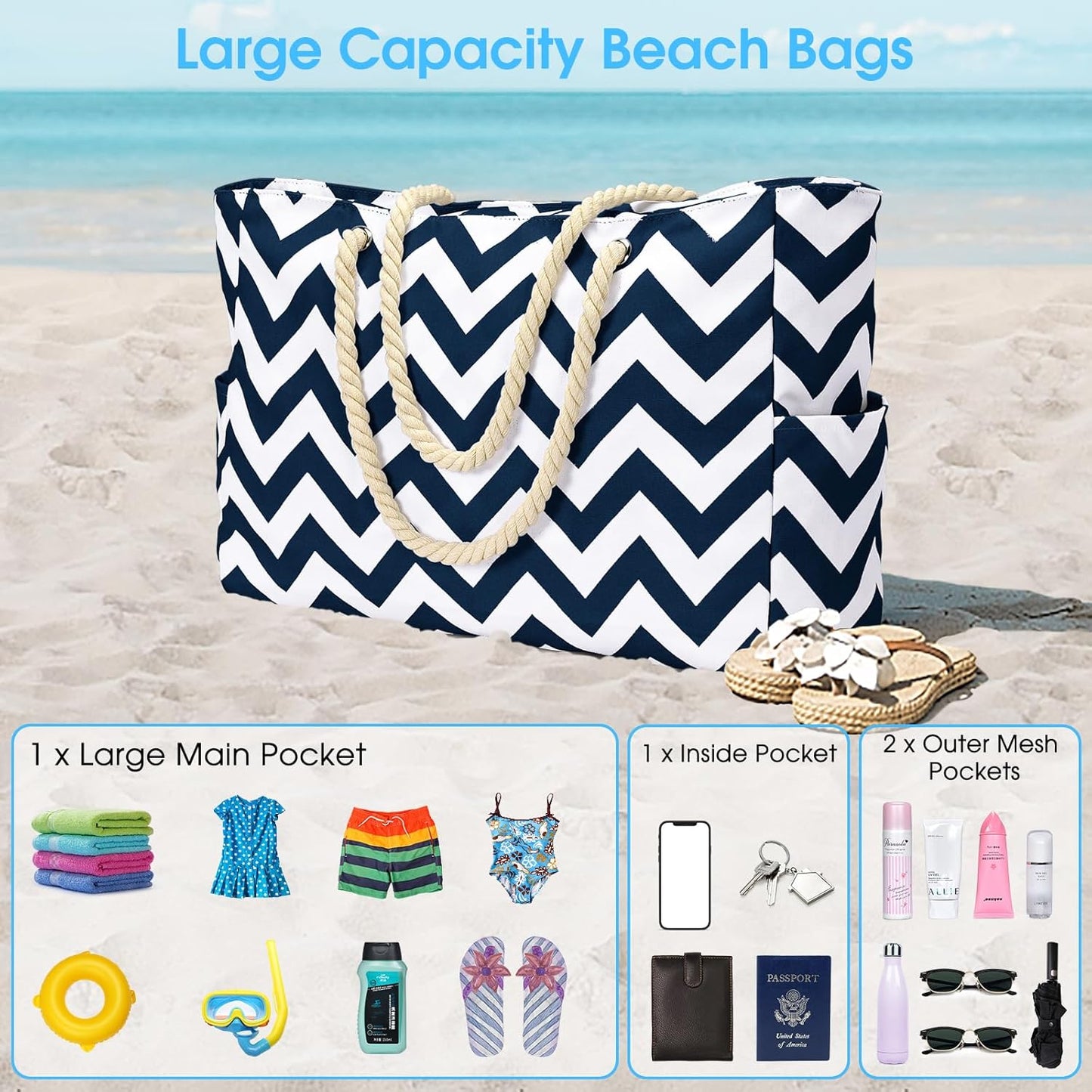 Large waterproof zipped bag for work and leisure