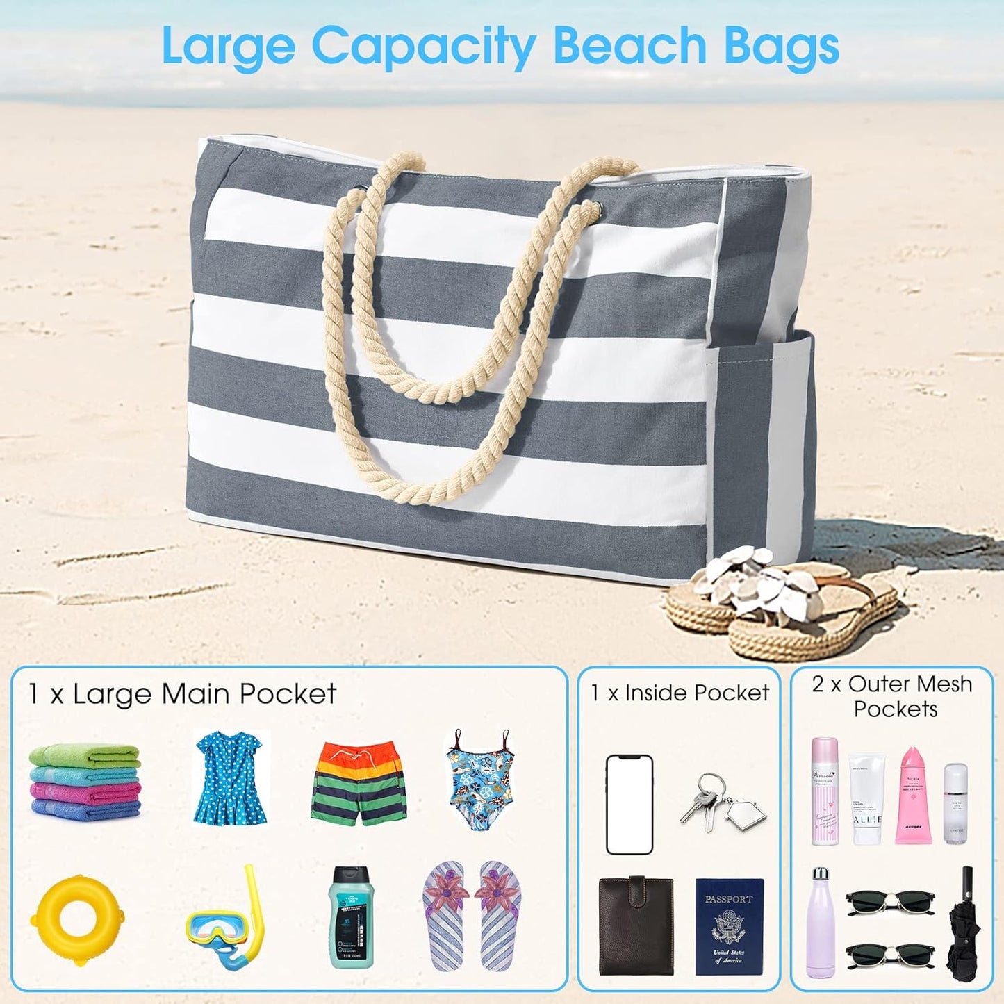 Large waterproof zipped bag for work and leisure