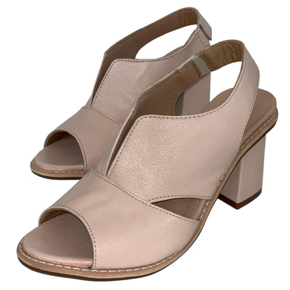 Women’s leather sandals with heel & comfort footbed – Selina