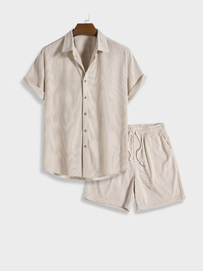 Men's corduroy shorts with button fastening – Sven