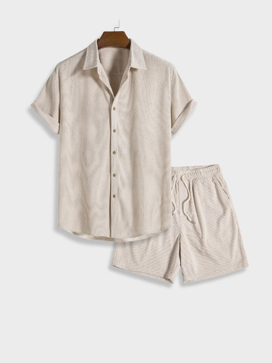 Men's corduroy shorts with button fastening – Sven