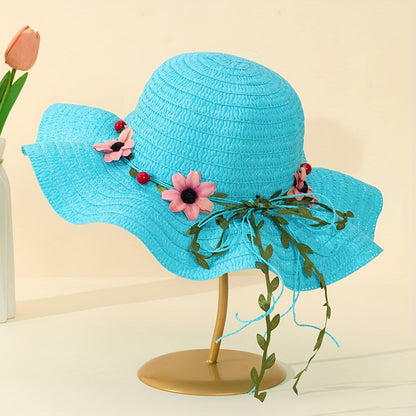 Ladies' summer straw hat with flower and fruit details – Solène