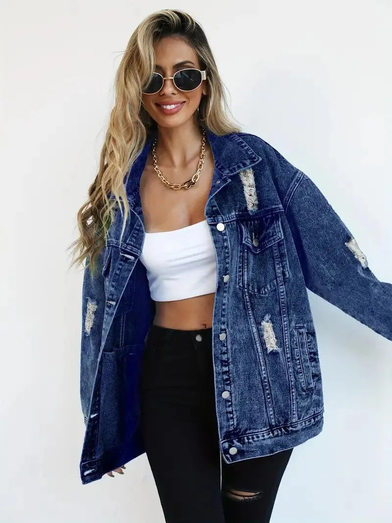 Waterproof & Lined Oversized Women's Hooded Denim Jacket – Autumn Magic Talia