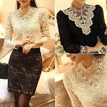 Ladies' blouse with autumnal embroidered lace – Elisabeth