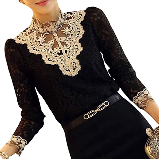 Ladies' blouse with autumnal embroidered lace – Elisabeth