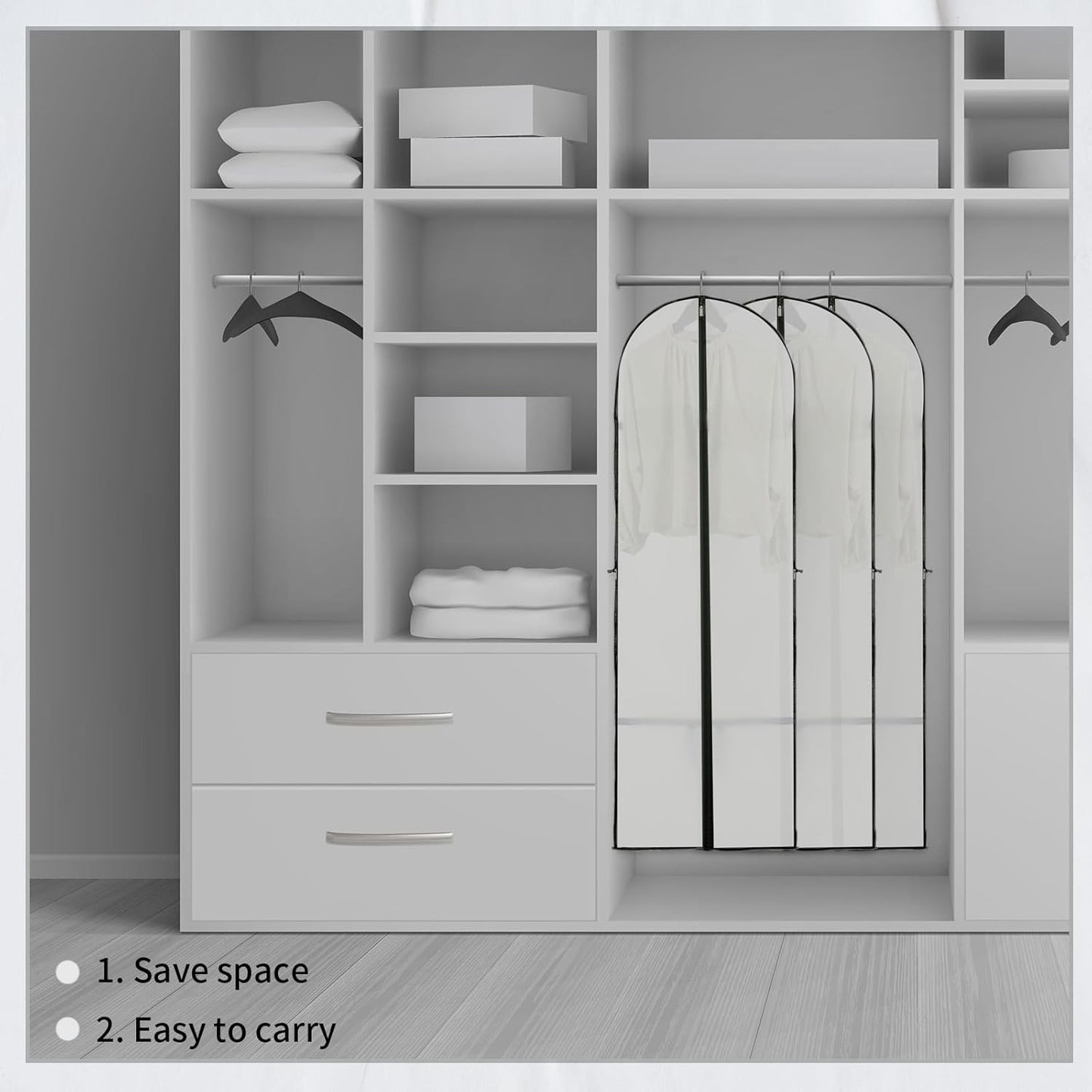 Long garment storage cover – 180 cm garment bag with zip and viewing window for autumn (Buy 1, Get 1 FREE)