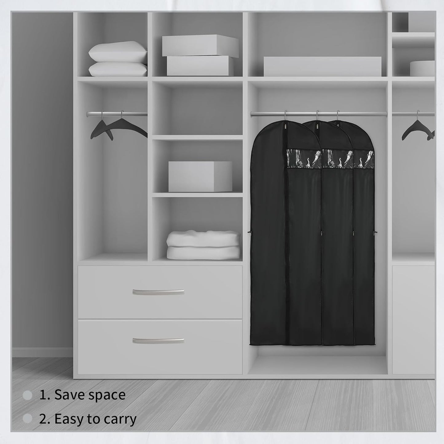 Long garment storage cover – 180 cm garment bag with zip and viewing window for autumn (Buy 1, Get 1 FREE)