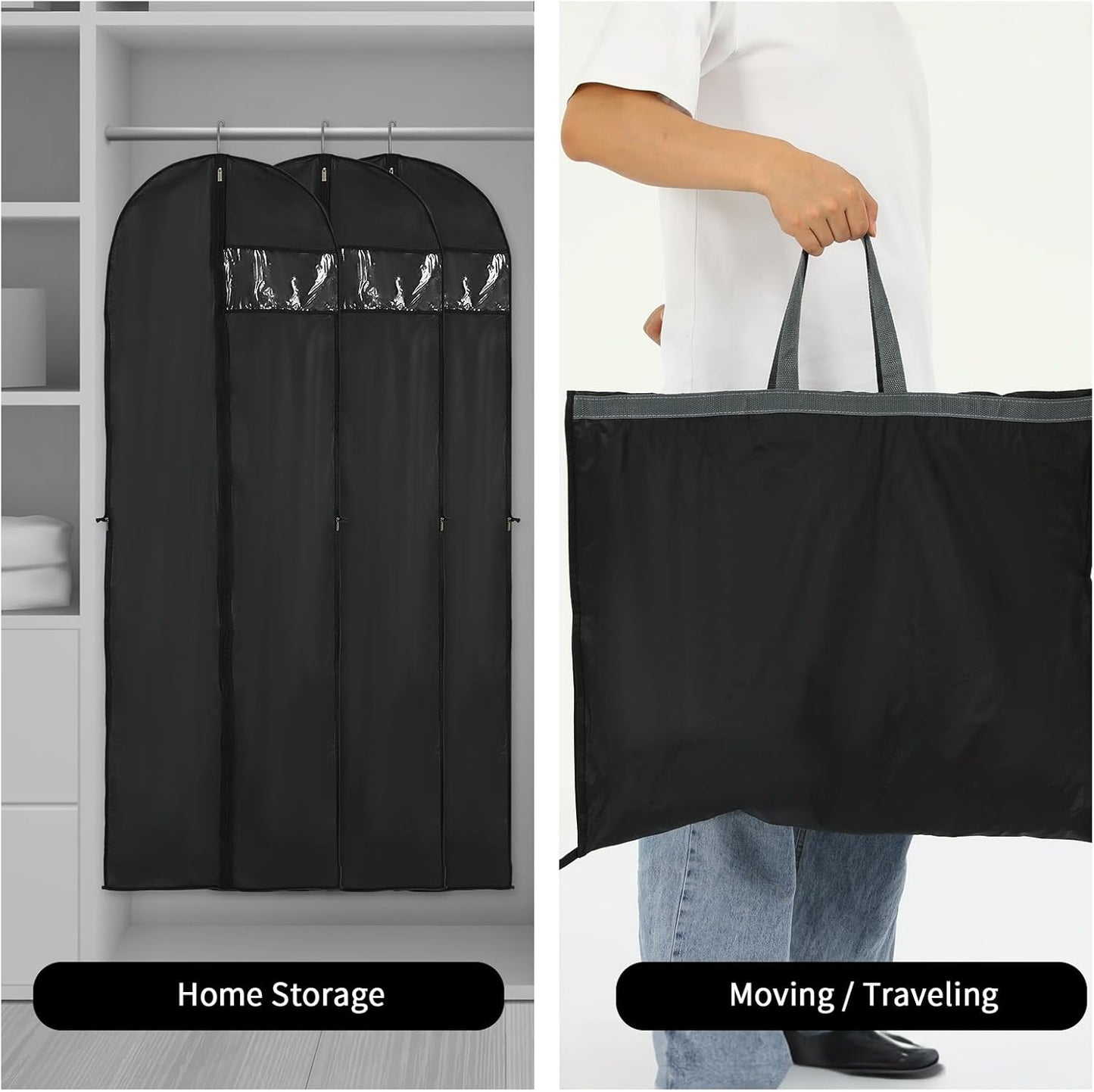 Long garment storage cover – 180 cm garment bag with zip and viewing window for autumn (Buy 1, Get 1 FREE)