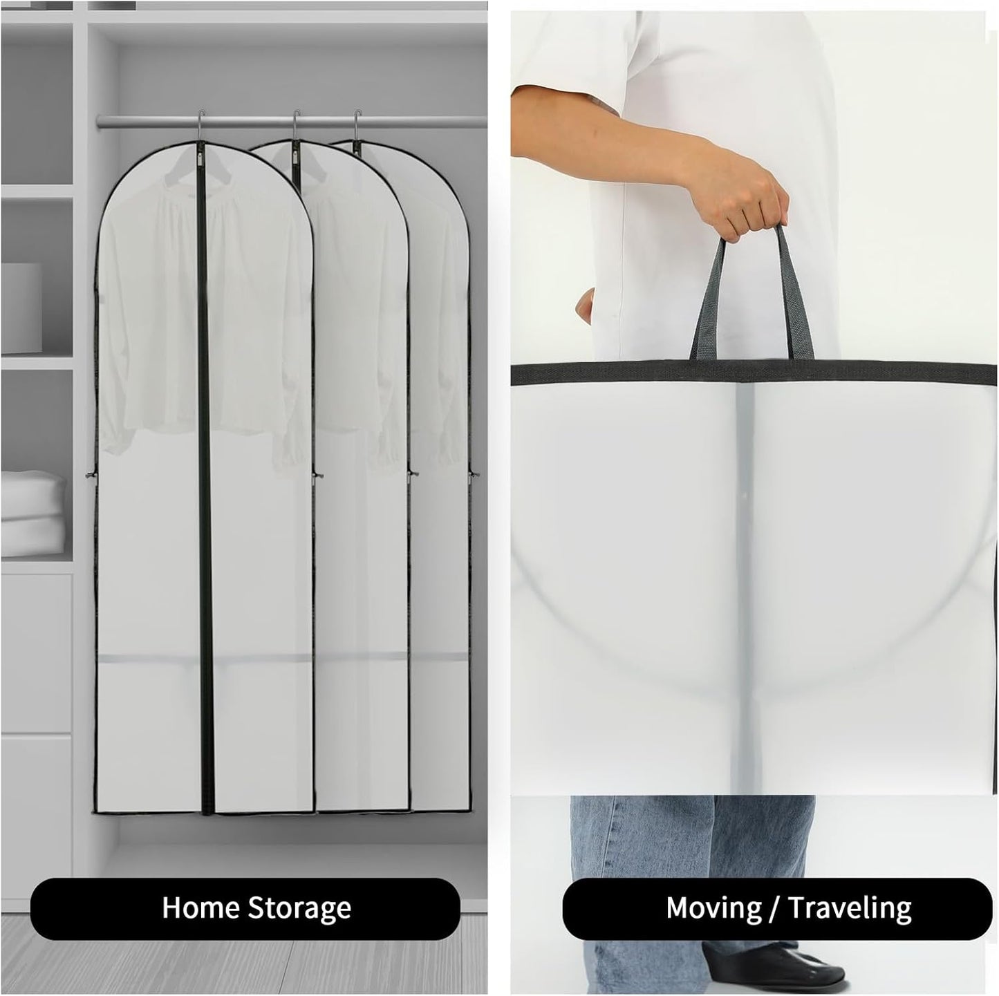 Long garment storage cover – 180 cm garment bag with zip and viewing window for autumn (Buy 1, Get 1 FREE)
