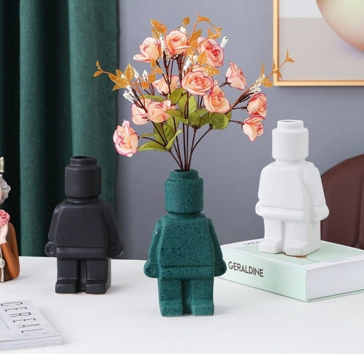 Ceramic Flower Pots Robot - BrickBotanica