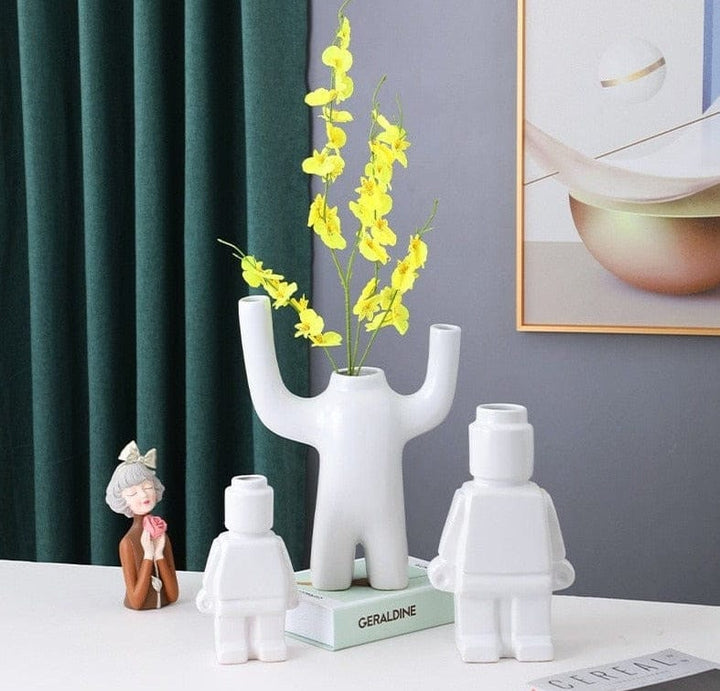 Ceramic Flower Pots Robot - BrickBotanica