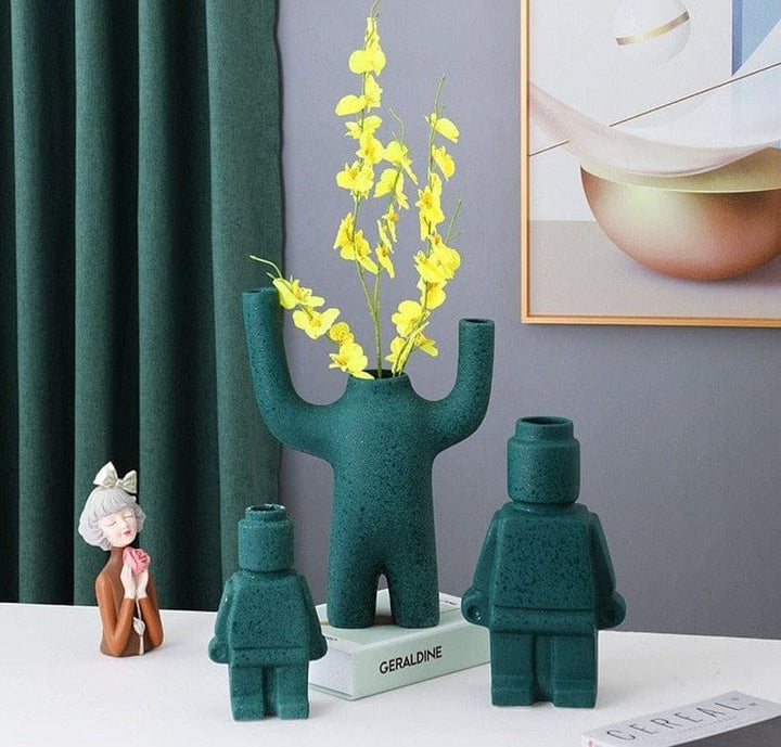 Ceramic Flower Pots Robot - BrickBotanica