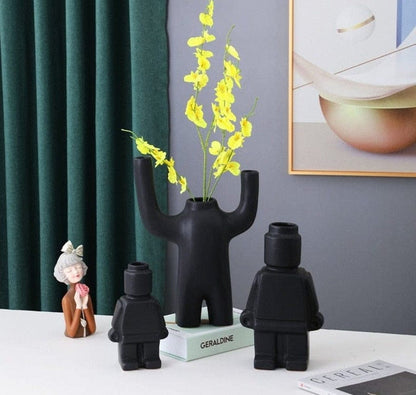 Ceramic Flower Pots Robot - BrickBotanica