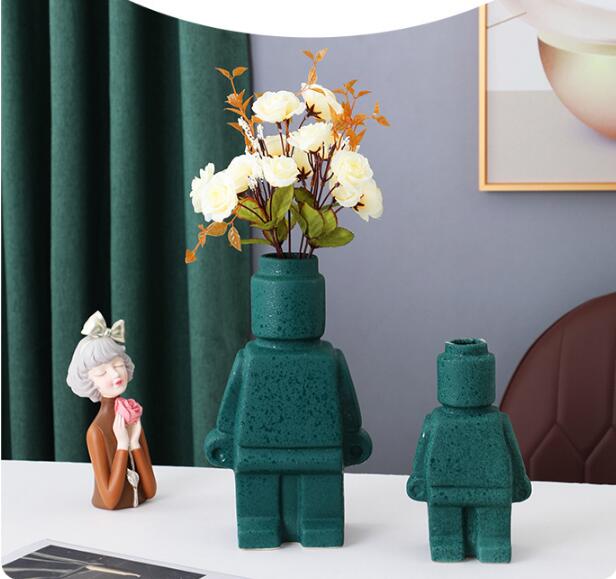 Ceramic Flower Pots Robot - BrickBotanica