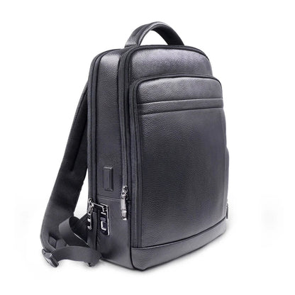 Premium leather rucksack with fingerprint lock – anti-theft rucksack for men