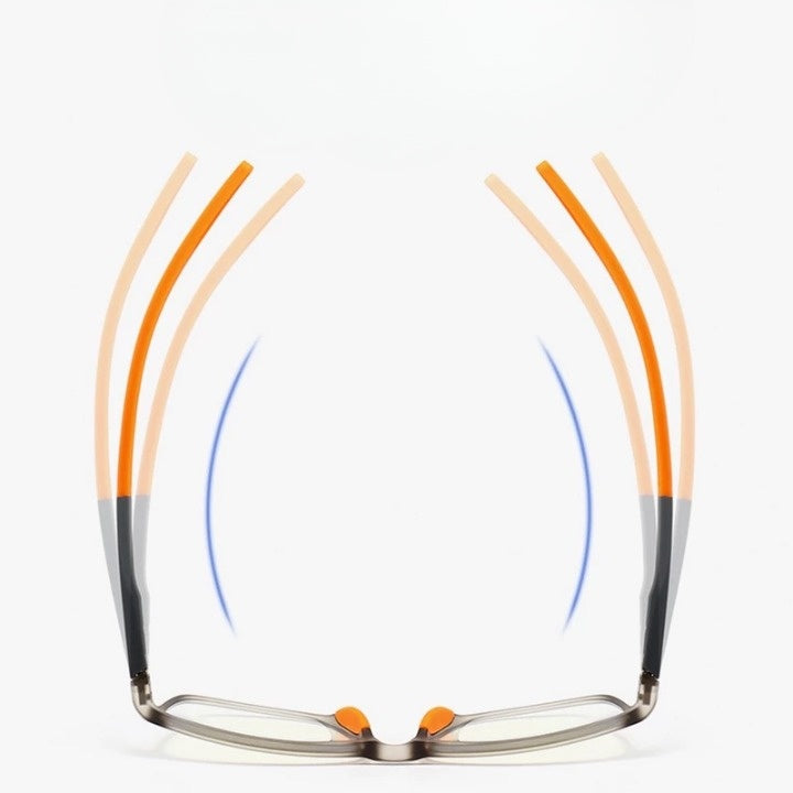 View from above showing the flexible orange and grey arms bending outwards, with a motion effect to show how far they flex. 9