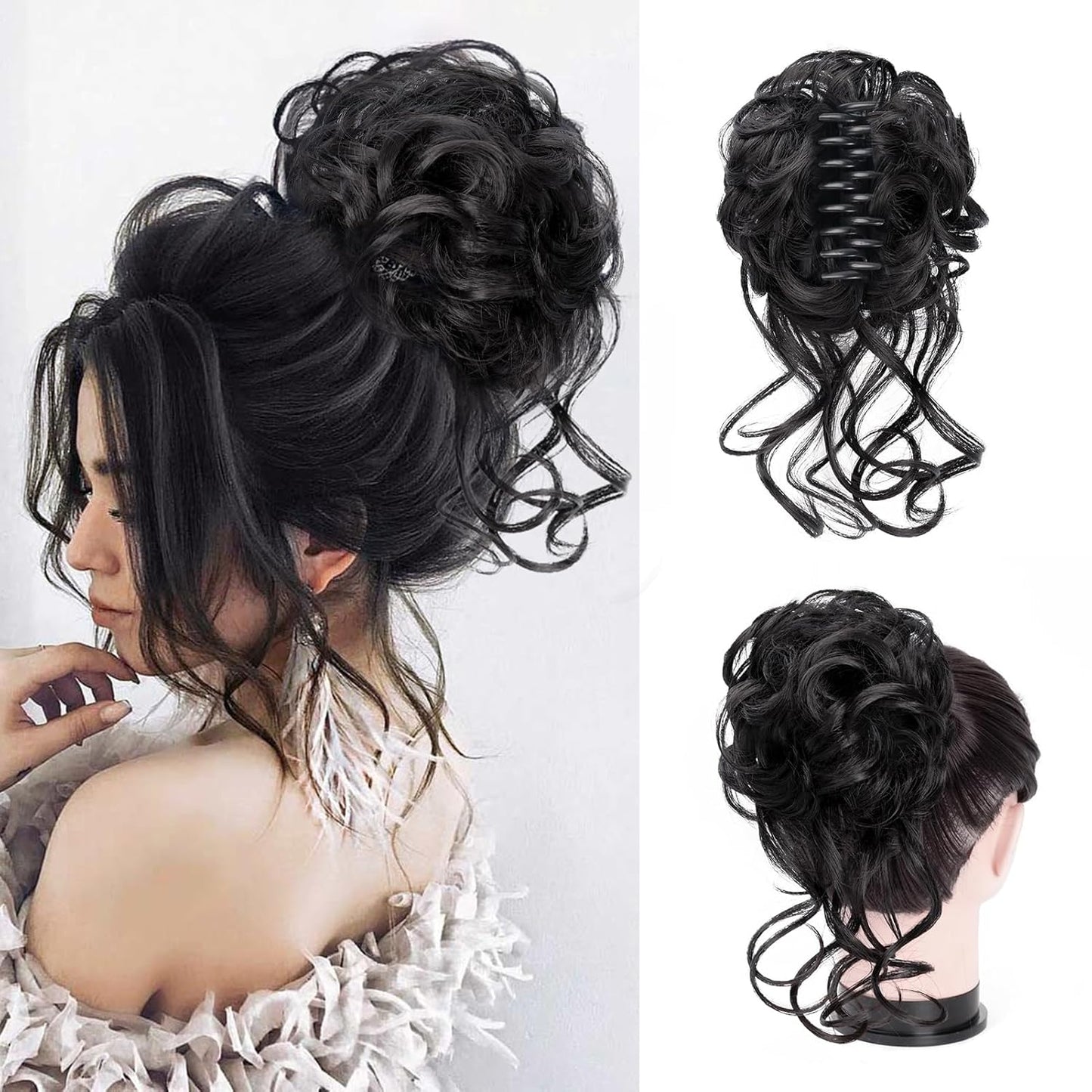 Clip with Hair Extension for Wavy Bun – CurlClip