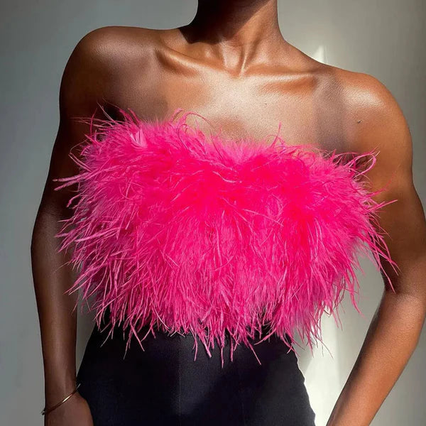 Boho Bandeau Top with Feather Detail – Luna