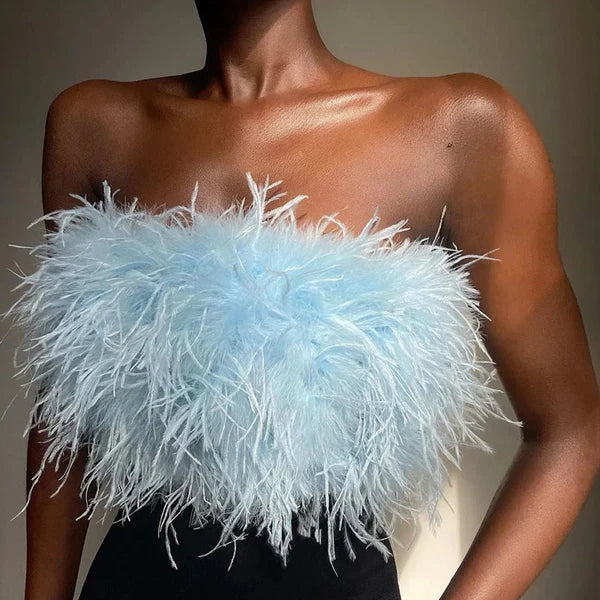 Boho Bandeau Top with Feather Detail – Luna