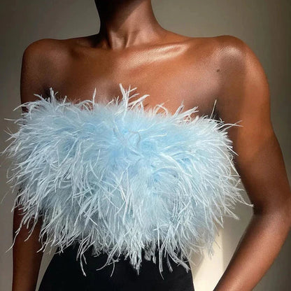 Boho Bandeau Top with Feather Detail – Luna