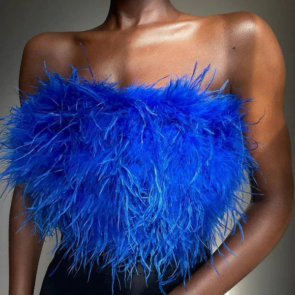 Boho Bandeau Top with Feather Detail – Luna