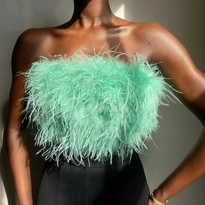 Boho Bandeau Top with Feather Detail – Luna