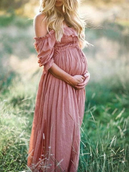Boho Chic Maternity Dress with Boat Neck - Elora