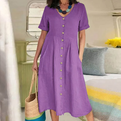 Casual cotton-linen summer dress – Noor