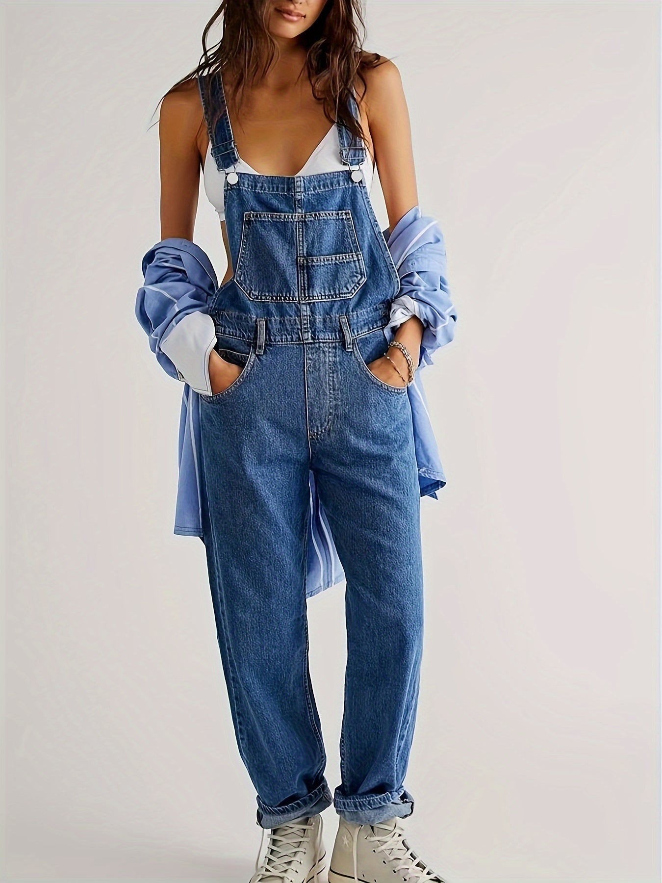 Stylish ladies' denim jumpsuit for everyday wear - CityEase
